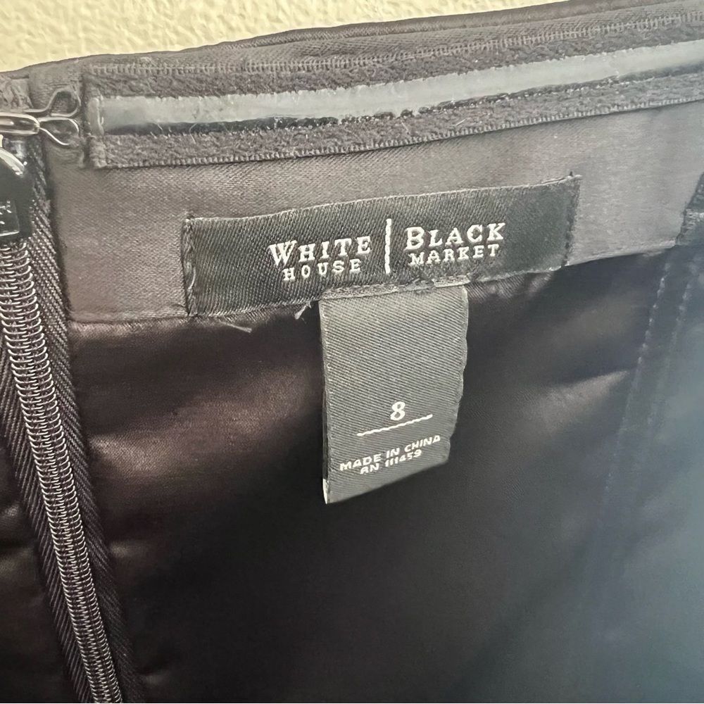 White House | Black Market siz 8 Black Satin Strapless dress EUC - Picture 3 of 13